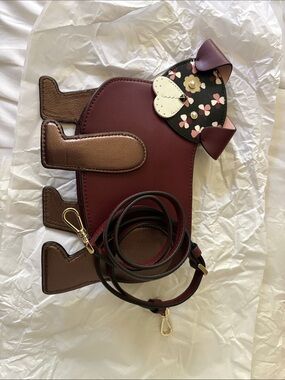 kate spade Burgundy Floral Dog Crossbody Bag